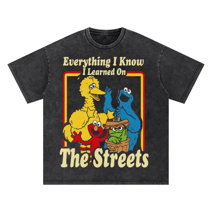 Learned On The Streets Oversized Acid Wash T-shirt