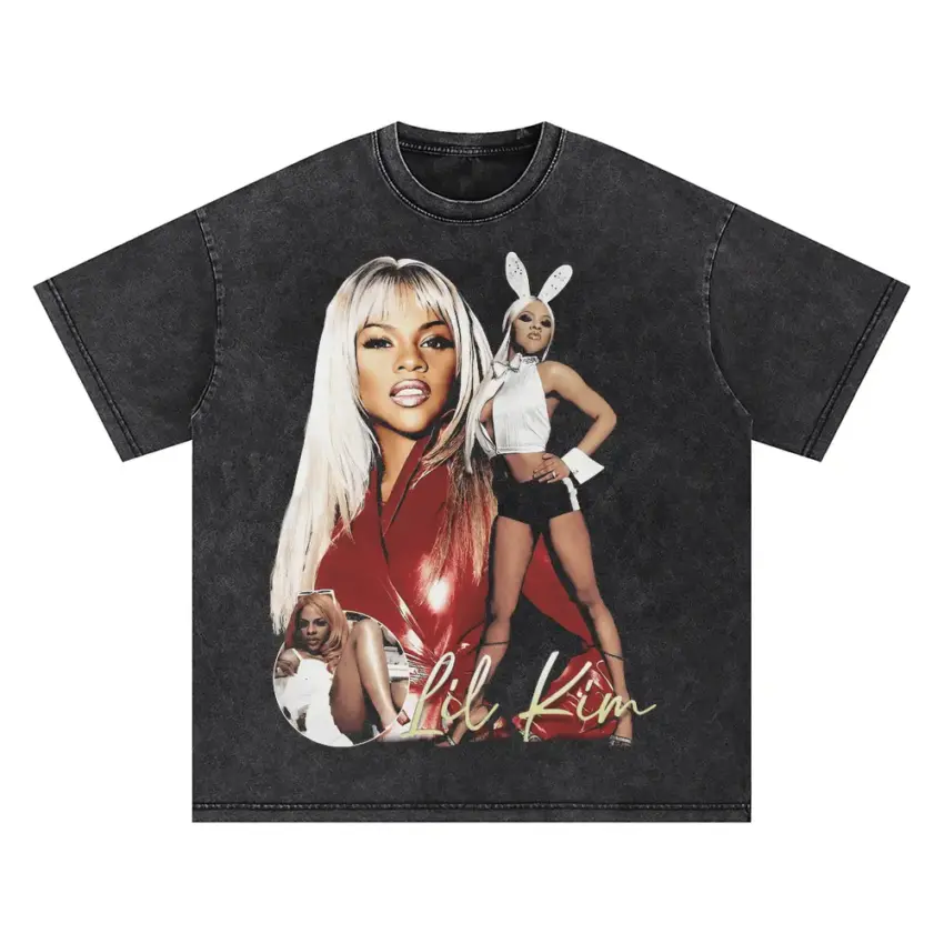 Lil Kim Queen Bee Oversized Acid Wash T-shirt