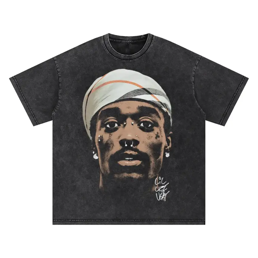Lil Uzi Vert Portrait Oversized Acid Wash T-shirt