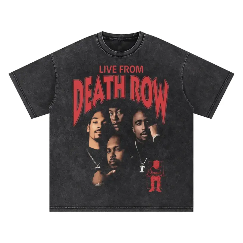 Live From Death Row Oversized Acid Wash T-shirt