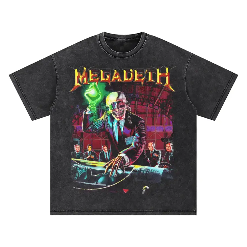 Megadeth Vic Rattlehead Oversized Acid Wash T-shirt