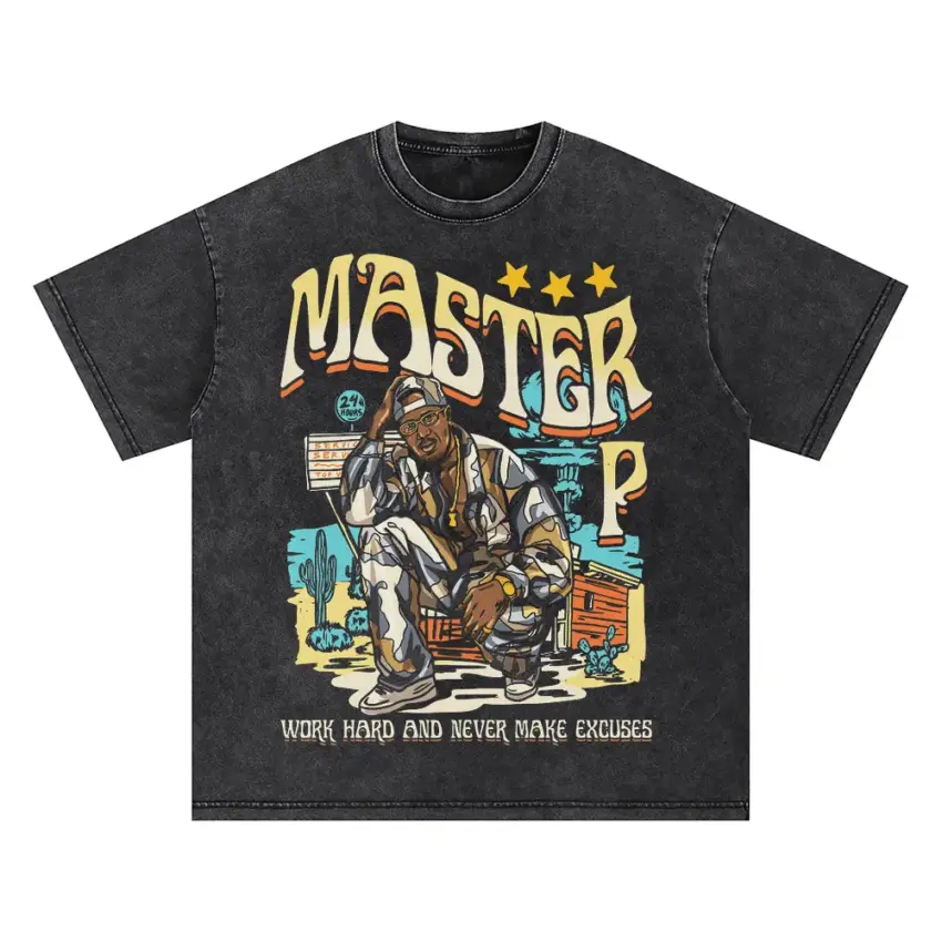 Master P Work Hard Oversized Acid Wash T-shirt