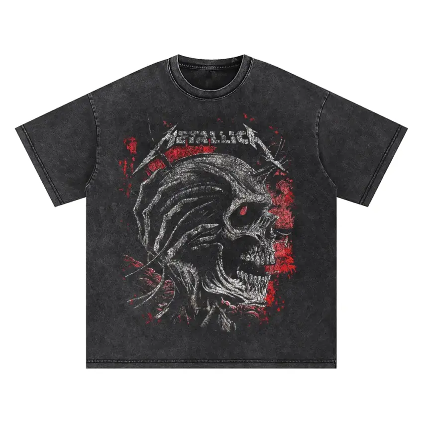 Metallica Screaming Skull Oversized Acid Wash T-shirt