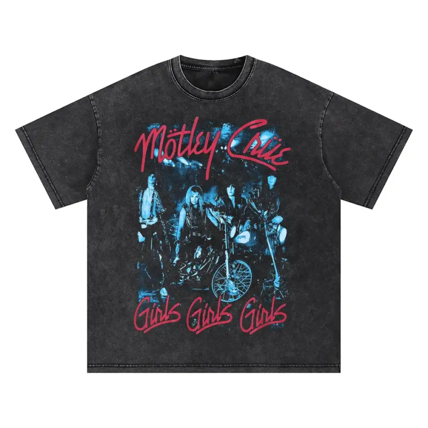 Motley Crue Girls Girls Girls Oversized Acid Wash T-shirt
