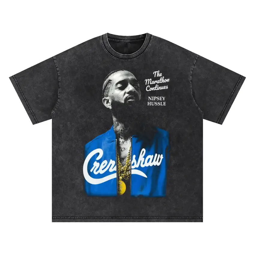 Nipsey Hussle Crenshaw Marathon Oversized Acid Wash T-shirt