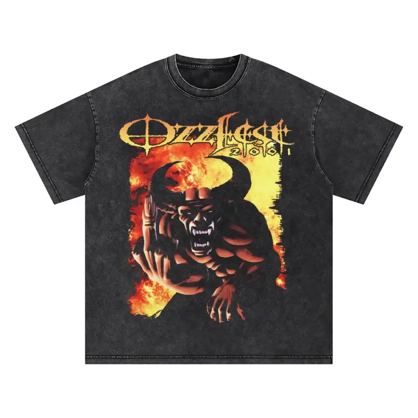 Ozzy Osbourne Bark At The Moon Oversized Acid Wash T-shirt