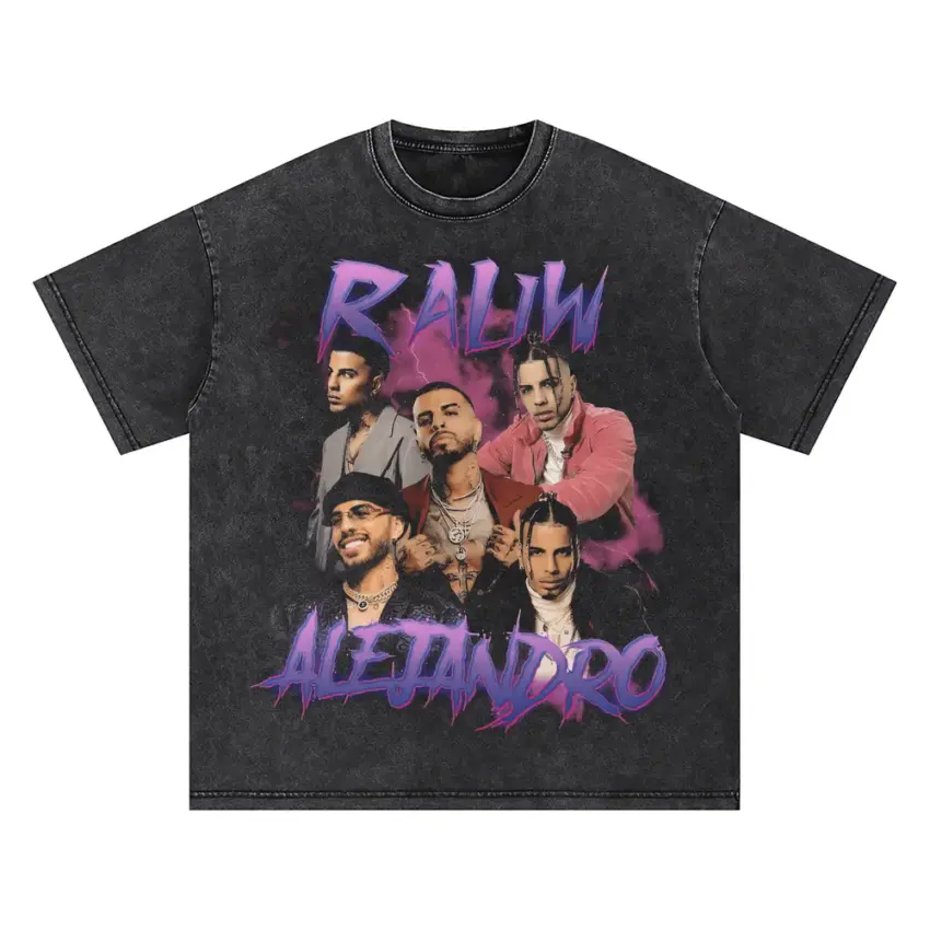 Rauw Alejandro Saturno World Tour Oversized Acid Wash T-shirt
