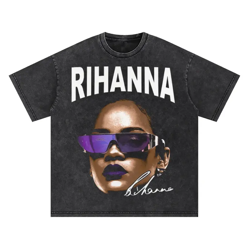 Rihanna Anti Shades Oversized Acid Wash T-shirt