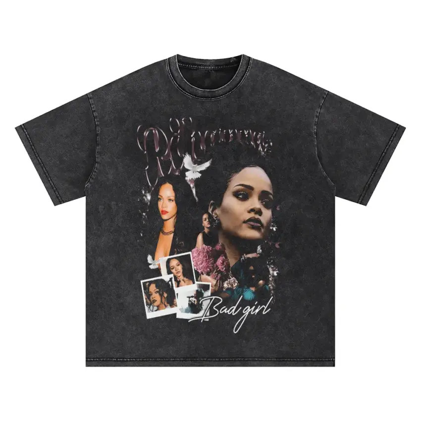Rihanna Bad Gal Riri Oversized Acid Wash T-shirt