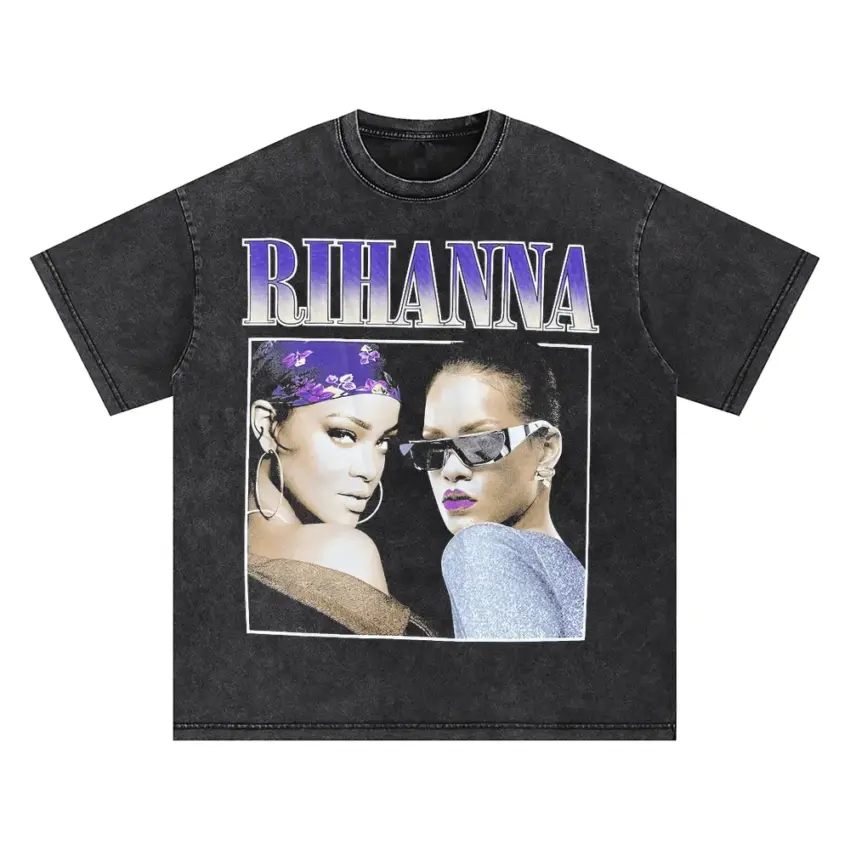 Rihanna Double Vision Oversized Acid Wash T-shirt