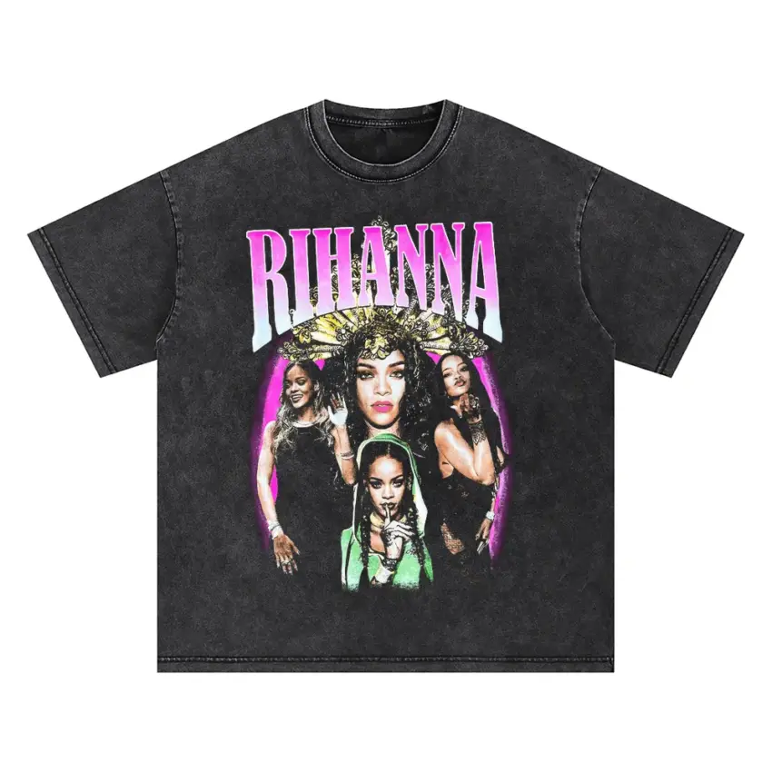 Rihanna Loud Era Tribute Oversized Acid Wash T-shirt