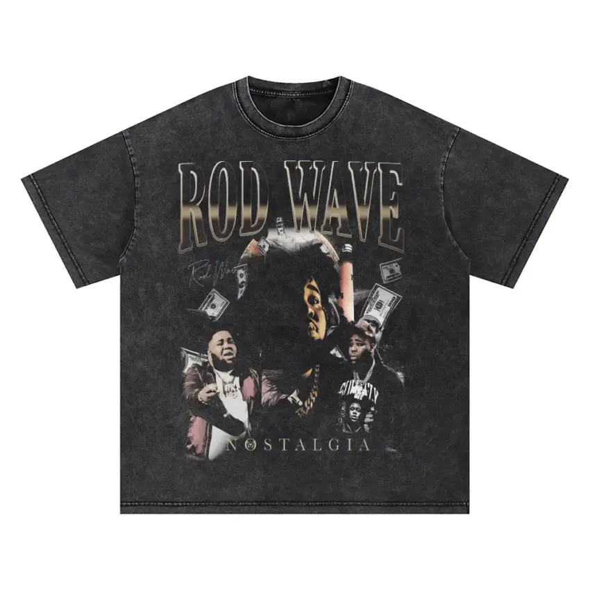 Rod Wave Nostalgia Album Oversized Acid Wash T-shirt