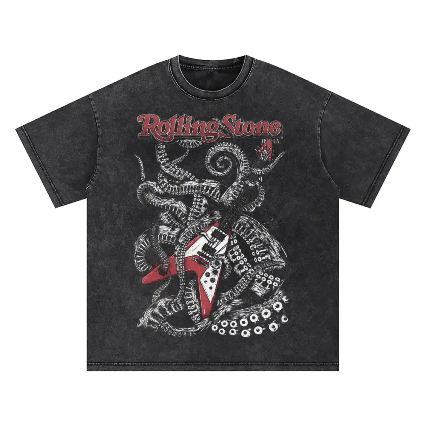 Rolling Stones Octopus Oversized Acid Wash T-shirt