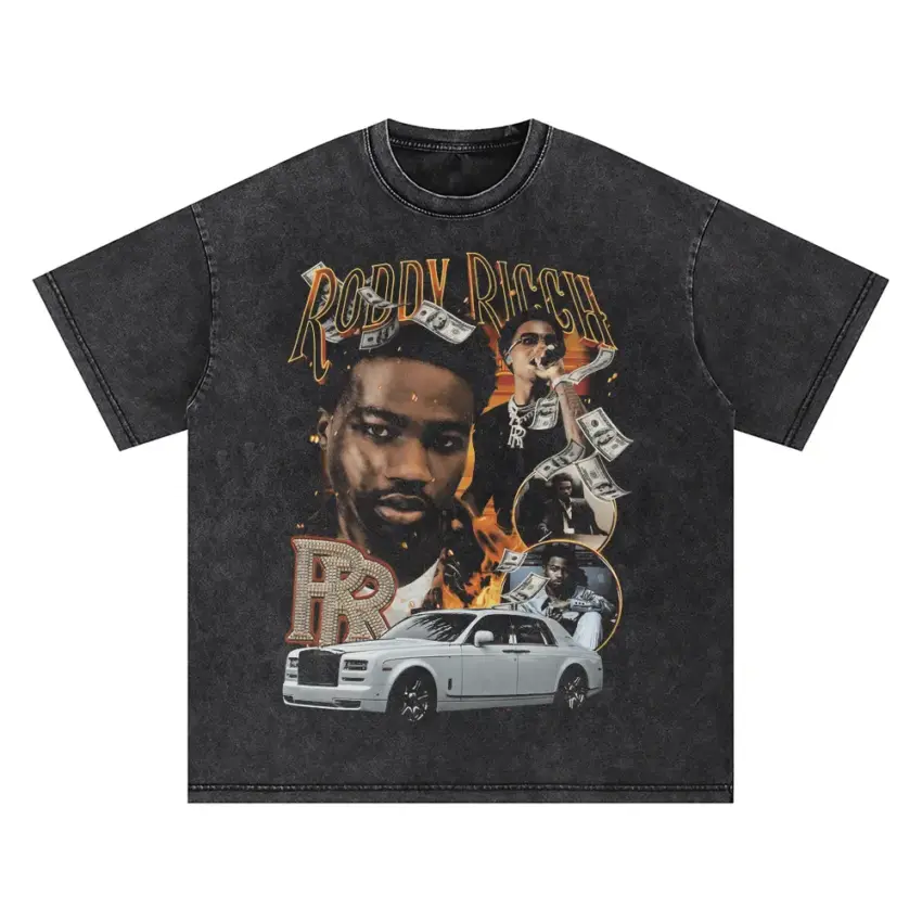 Roddy Ricch Live Life Fast Oversized Acid Wash T-shirt