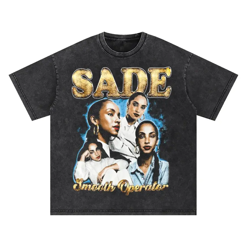 Sade Smooth Operator Collage Oversized Acid Wash T-shirt
