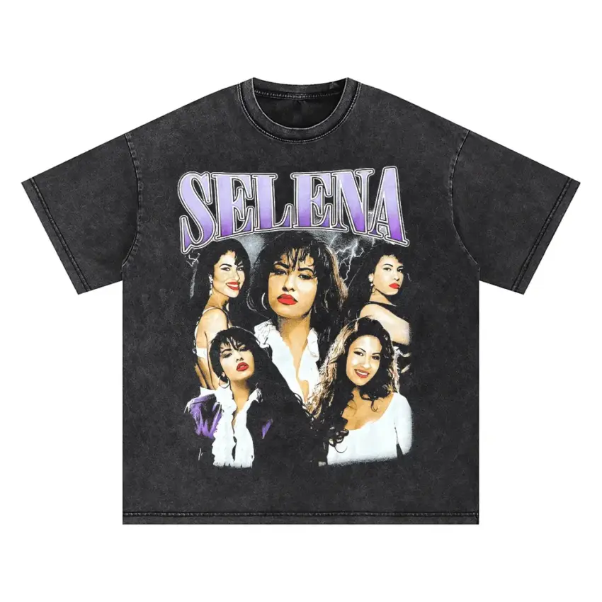 Selena Bidi Bidi Bom Bom Oversized Acid Wash T-shirt