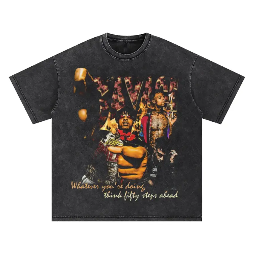 Savage Wisdom Collage Oversized Acid Wash T-shirt