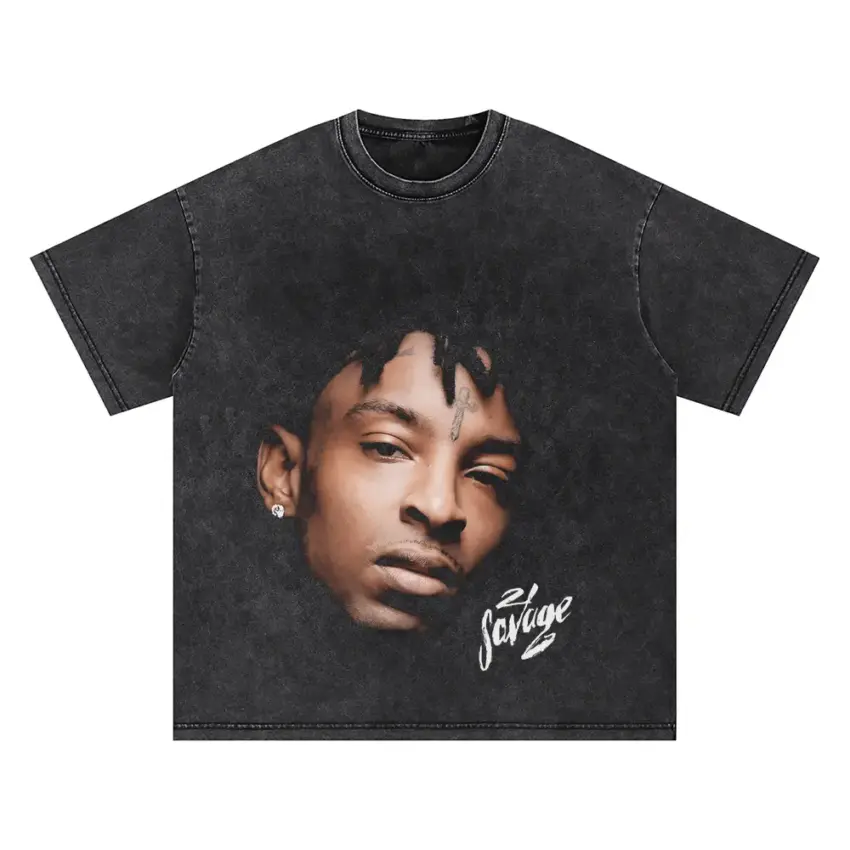 Savage Signature Portrait Oversized Acid Wash T-shirt