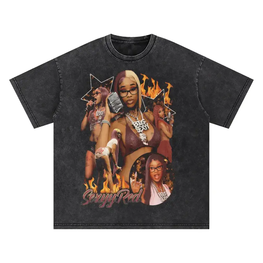 Sexyy Red Hood Hottest Princess Oversized Acid Wash T-shirt