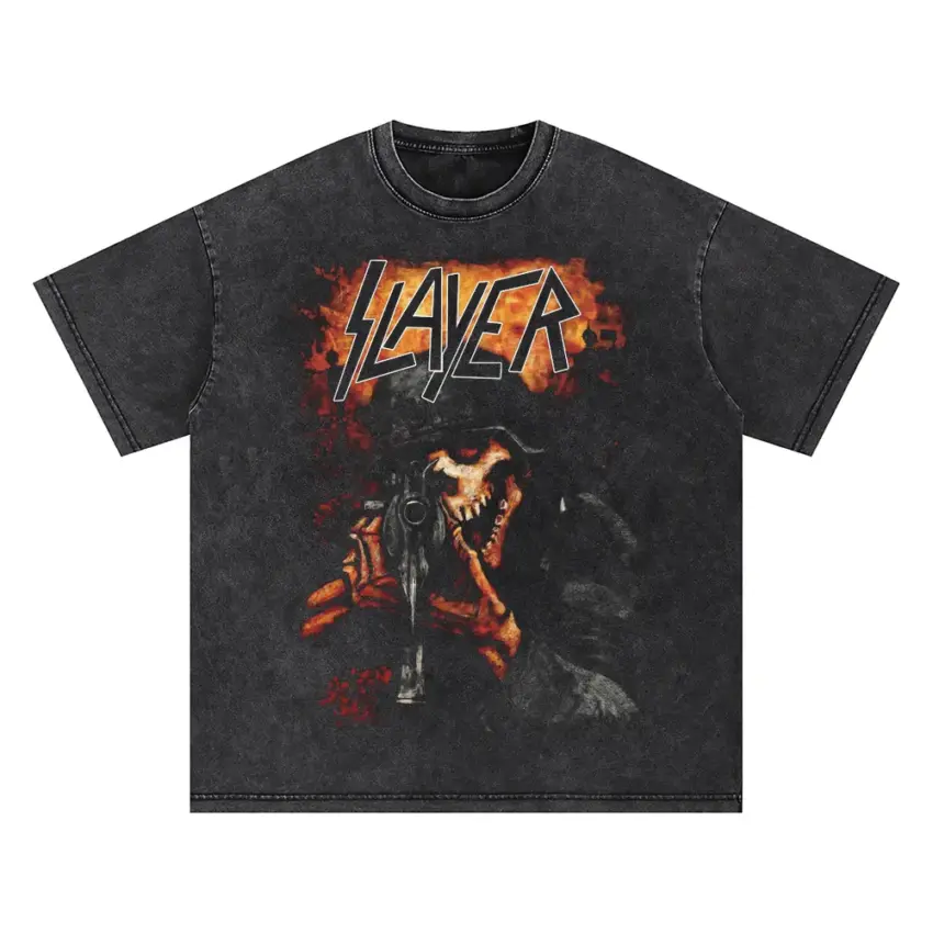Slayer War Ensemble Oversized Acid Wash T-shirt