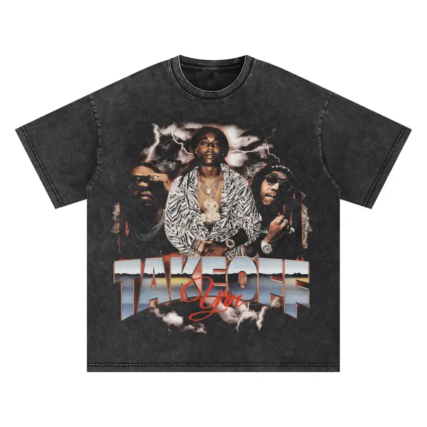 Takeoff The Last Rocket Oversized Acid Wash T-shirt