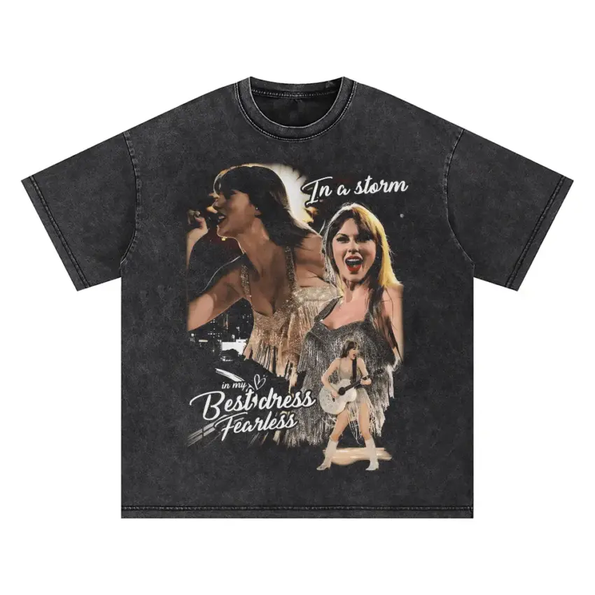 Taylor Swift Fearless Dress Oversized Acid Wash T-shirt
