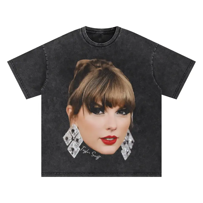 Taylor Swift Lover Era Portrait Oversized Acid Wash T-shirt