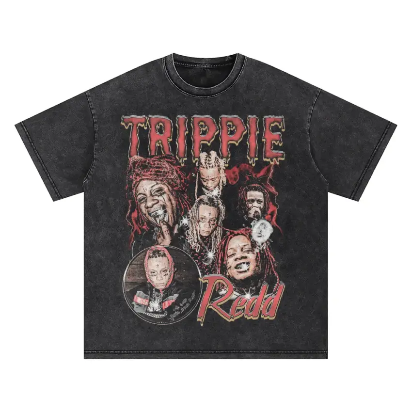 Trippie Redd Trip At Knight Oversized Acid Wash T-shirt