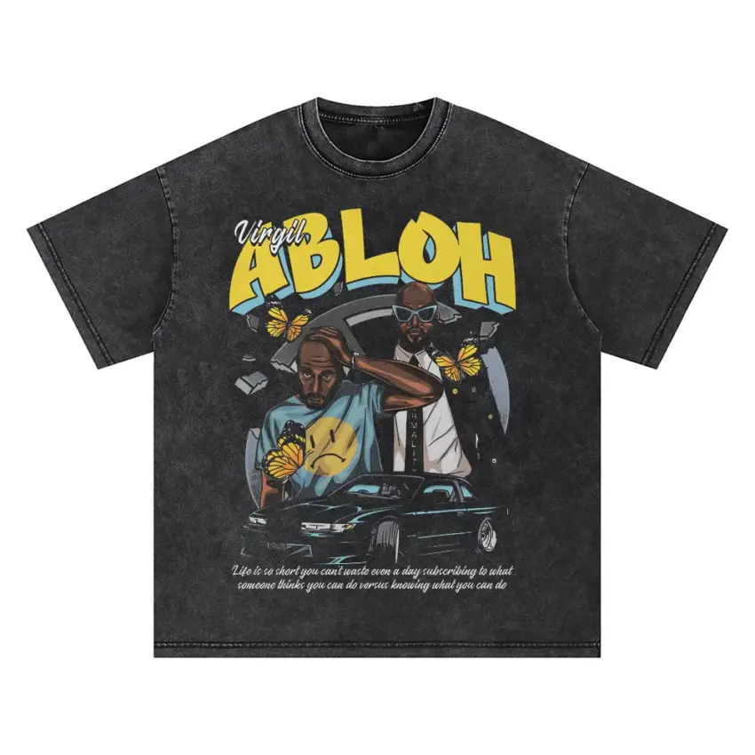 Virgil Abloh Tribute Oversized Acid Wash T-shirt