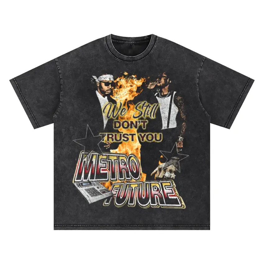 We Dont Trust You Oversized Acid Wash T-shirt