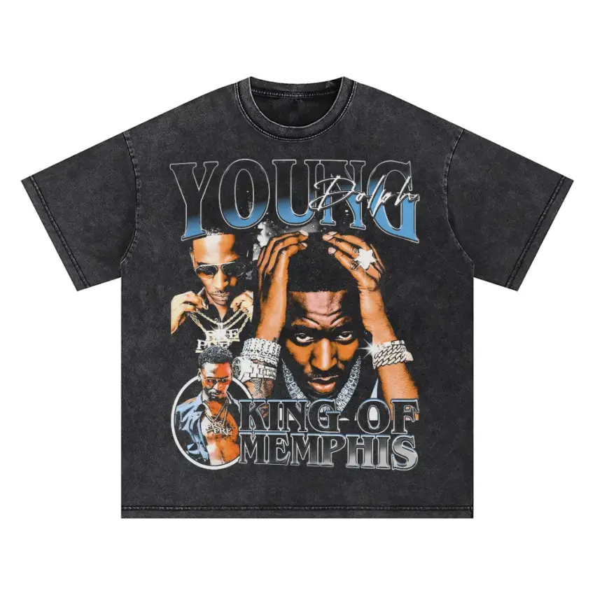 Young Dolph King Of Memphis Oversized Acid Wash T-shirt