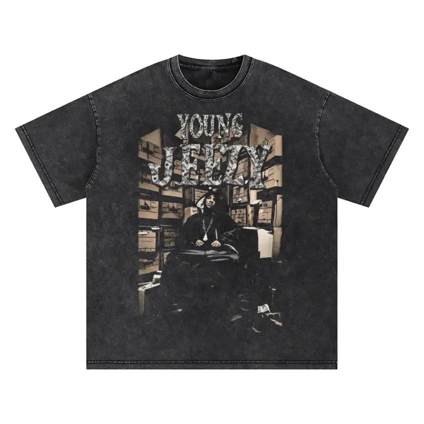 Young Jeezy Thug Motivation Oversized Acid Wash T-shirt