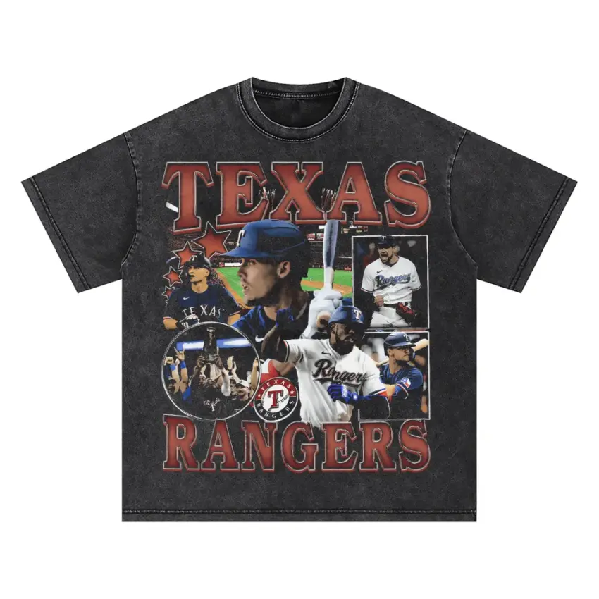Heart Of Texas Baseball Oversized Acid Wash T-shirt