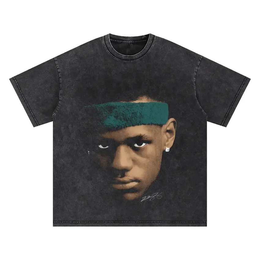 Neymar Jr Focused Gaze Oversized Acid Wash T-shirt