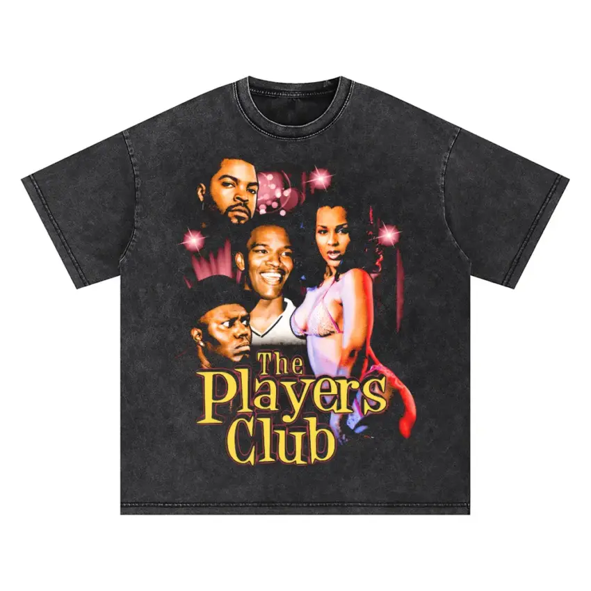 Welcome To The Players Club Oversized Acid Wash T-shirt