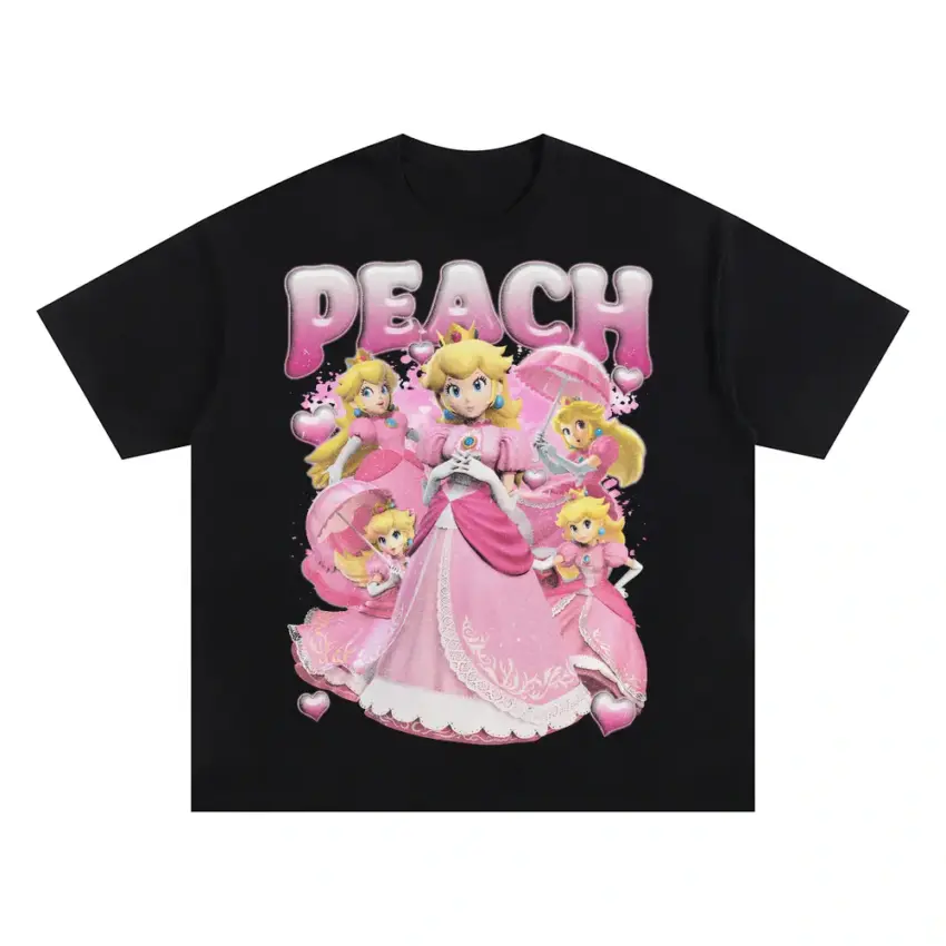 Mushroom Kingdom Royalty Oversized Black Graphic Tee