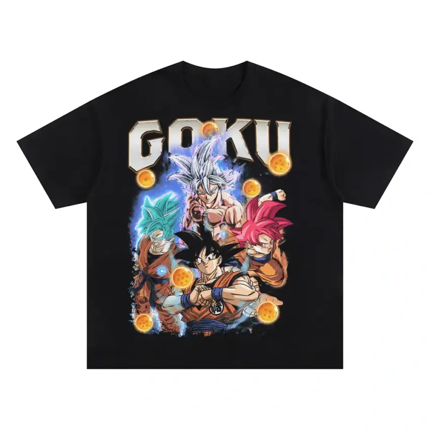 Son Goku Divine Ki Oversized Black Graphic Tee