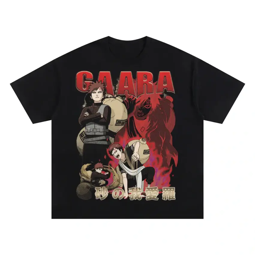 Ultimate Defense Gaara Oversized Black Graphic Tee