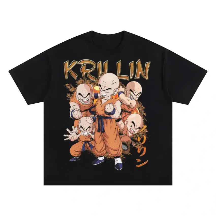 Z Fighter Krillin Oversized Black Graphic Tee