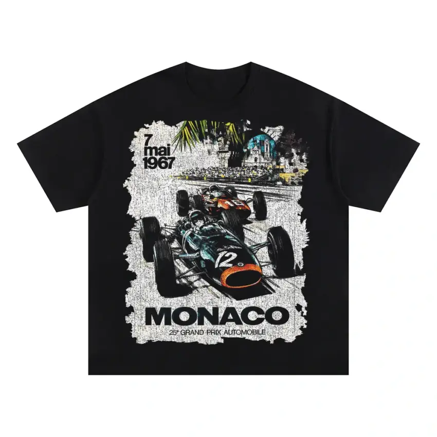 Monaco Vintage Glory 1967 Oversized Black Graphic Tee