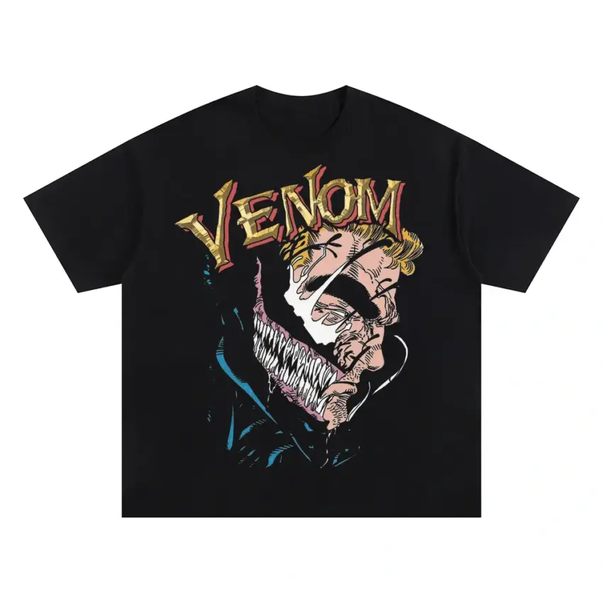 Symbiotic Skull Oversized Black Graphic Tee
