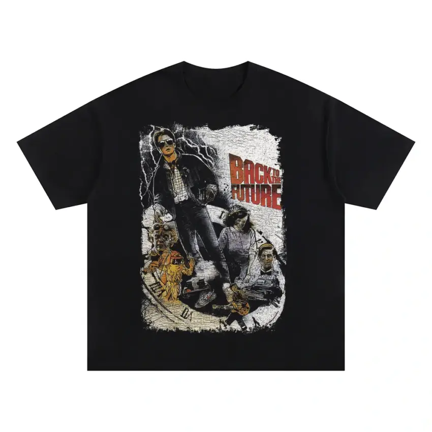 The Time Traveler Oversized Black Graphic Tee