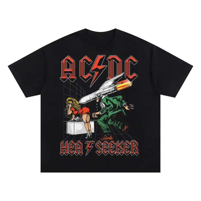 ACDC Heat Seeker Oversized Black Graphic Tee