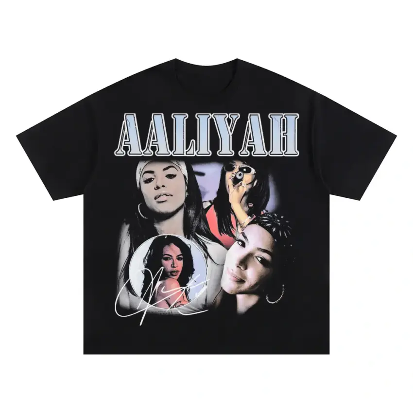 Aaliyah Princess Of Rnb Oversized Black Graphic Tee