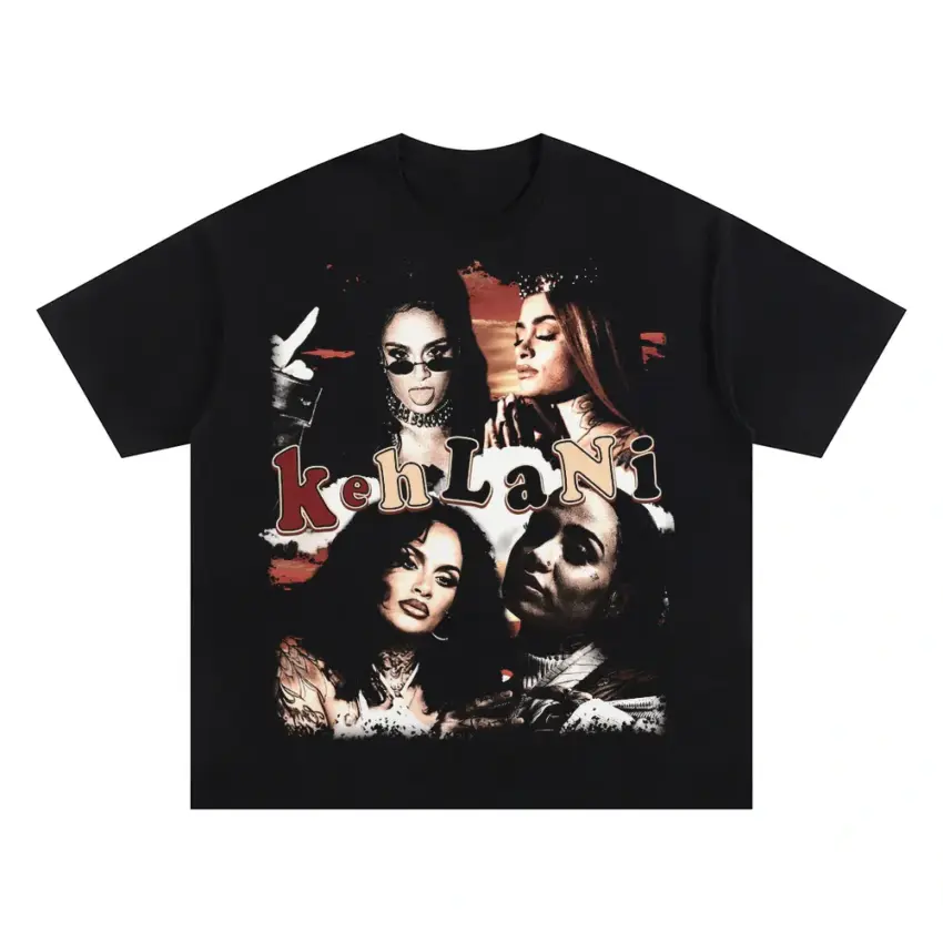 Aaliyah Tribute Collage Oversized Black Graphic Tee