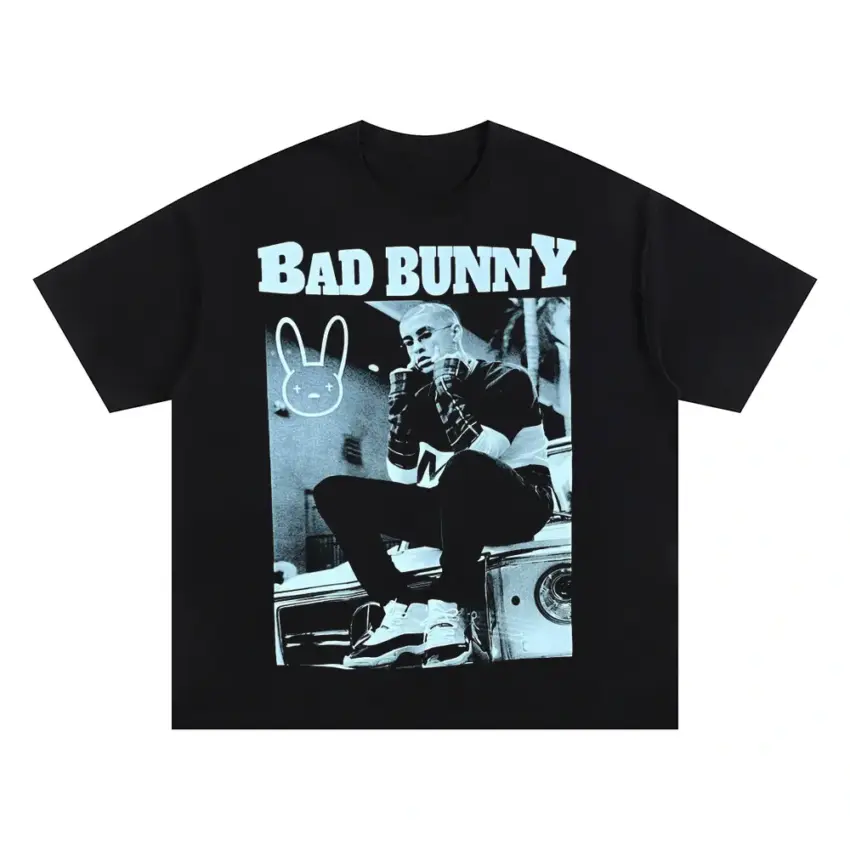 Bad Bunny El Conejo Malo Oversized Black Graphic Tee