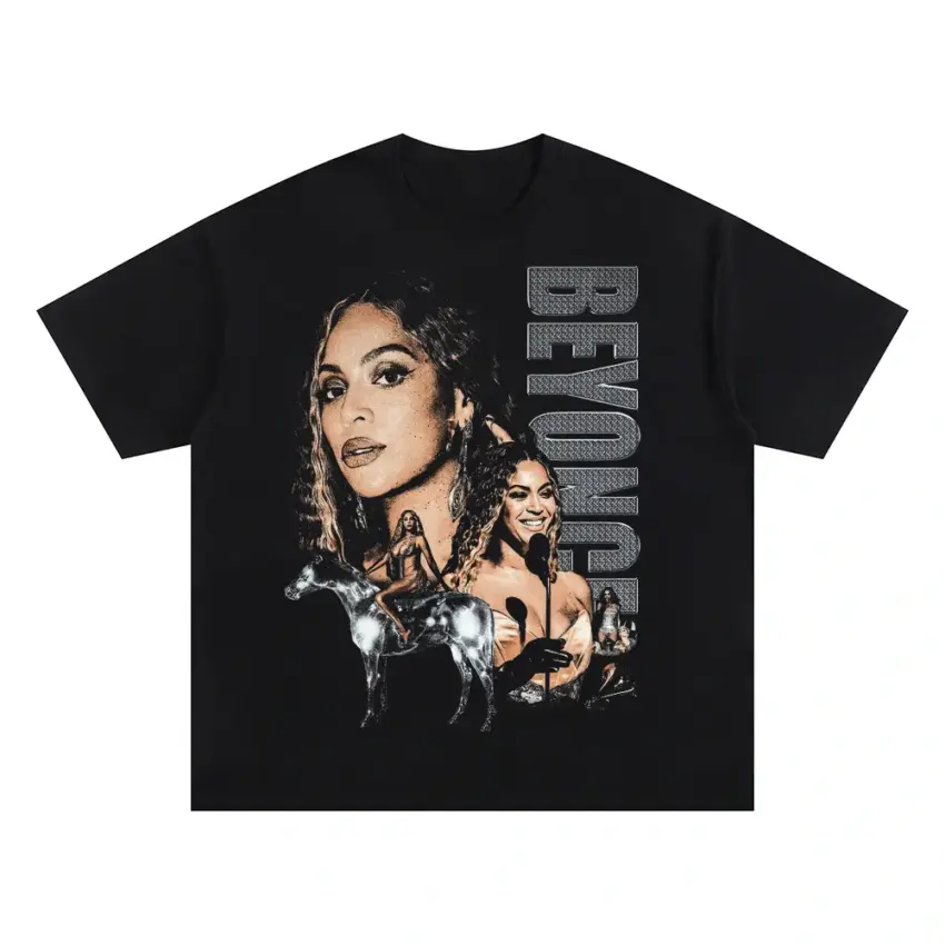 Beyonce Portrait Of A Queen Oversized Black Graphic Tee