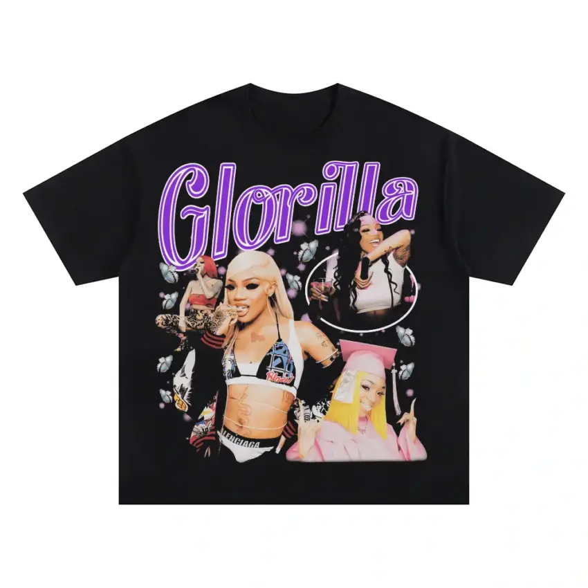 Big Glo Vibrant Collage Oversized Black Graphic Tee