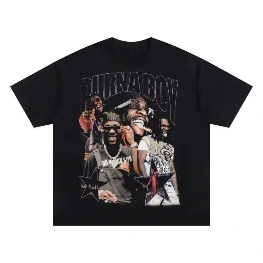 Burna Boy African Giant Oversized Black Graphic Tee