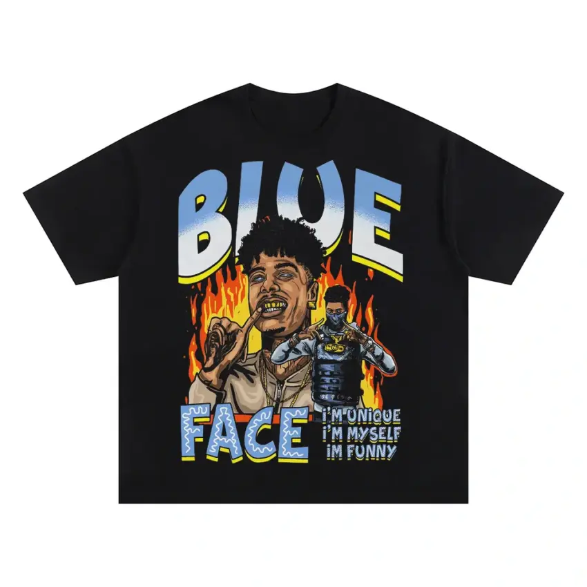 Choppa Blue Face Oversized Black Graphic Tee